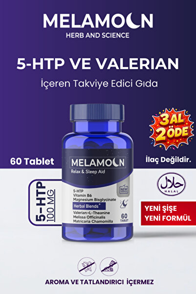 Melamoon 5-HTP, ve Kediotu ekstresi, Takviye Edici Gıda 60 Tablet