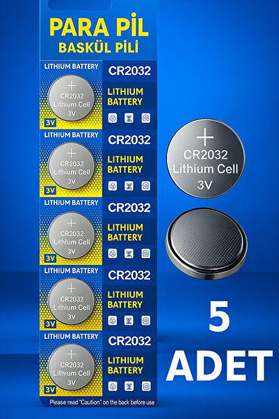 nistabolje 5 Adet Cr 2032 Pil 3 V Tartı Pili Baskül Para Düğme Şeker Ölçüm Ci...