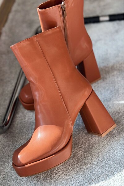 I Love Shoes Μπότες Rivoks με τακούνι με ματ δερμάτινη πλατφόρμα καφέ