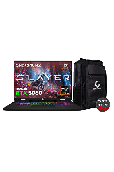 Game Garaj Slayer R9MXL-5060 C3 AMD R9 8940HX 32GB RAM 2TB SSD RTX5060 17" QH...