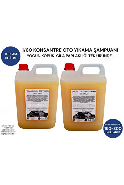 Şimal otokimya market 1/60 KONSANTRE CİLALI OTO YIKAMA ŞAMPUANI 10 litre