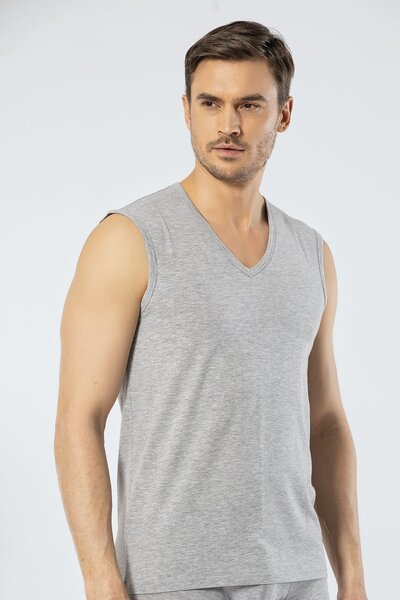 Cacharel Zero Sleeve Men's Undershirt, Sports V-Neck 95% Cotton 5% Lycra