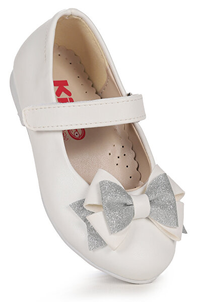 Kiko Kids Pantofi de balerină pentru fete cu velcro și paiete argintii