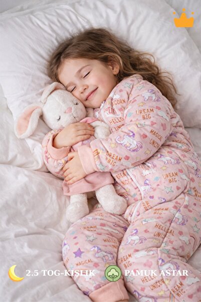 Babyhola Kışlık Çocuk Uyku Tulumu 2.5 Tog Kalın Elyaf Dolgulu Pamuk Astarlı 2...