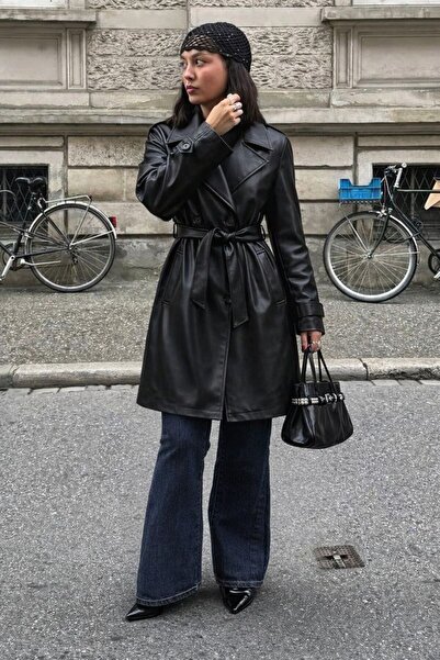 HAKKE Kadın Deri Trençkot Ceket