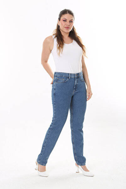 Şans Жіночі джинси великого розміру синього кольору з 5 кишенями 65N37727