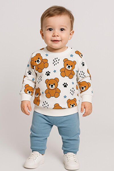 dinamik çocuk طقم من قطعتين للأطفال الذكور |   سويت شيرت منقوش على شكل دمية د...