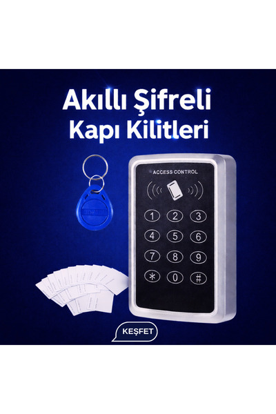 SONEX 1adet Rfıd Şifreli Kapı Kilidi-10 Adet Kart-10 Adet Anahtar