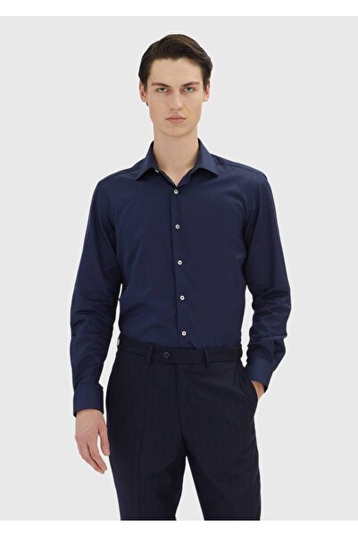 Ramsey Navy Blue Regular Fit Woven Classic 100% Cotton Shirt
