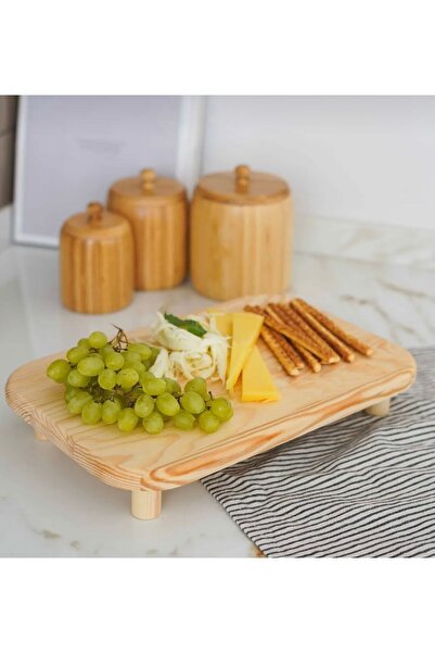 Pembelia Life حامل عرض بأرجل خشبية طبيعية / طبق عرض متعدد الأغراض