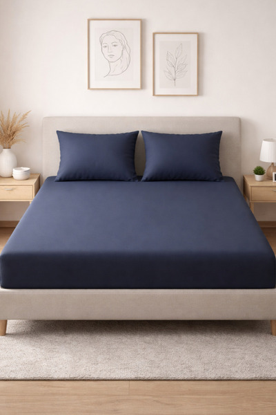 Leruum London طقم ملاءة سرير مفرد واسعة 100% قطن ملاءة جاهزة (120X200) 1 كيس ...