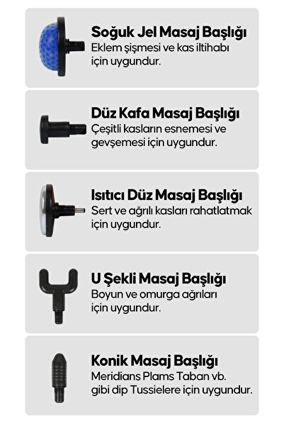 THOMAX 6 başlıklı profesyonel darbeli masaj tabancası ve titreşimli masaj aleti