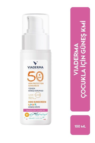 Viaderma SPF 50+ Çocuk Güneş Kremi - Mineral Filtreli, Vitamin E İçerikli, 10...