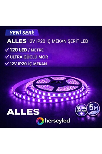 ALLES 120 LEDLİ MOR IŞIK ŞERİT LED 2835 12VOLT 5MT/PAKET
