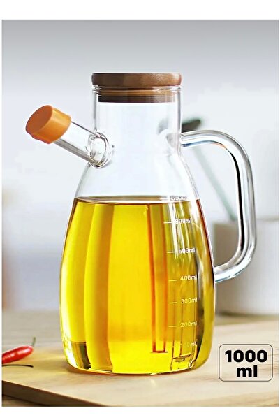 Pembelia Life 1000 ml Glass Oil Pot with Bamboo Vacuum Lid