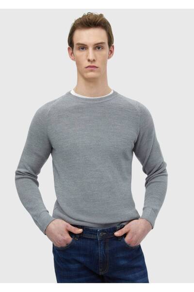 Ramsey Сірий велосипедний комір з жакардовим візерунком, трикотажний светр з ...