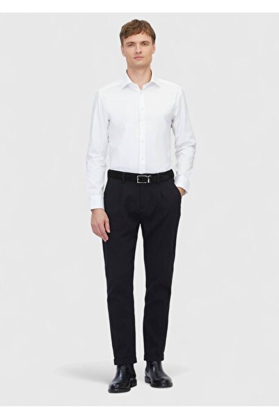 Ramsey White Plain Regular Fit Woven Classic 100% Cotton Shirt