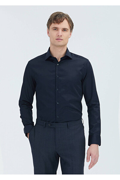 Ramsey Black Plain Slim Fit Woven Classic 100% Cotton Shirt