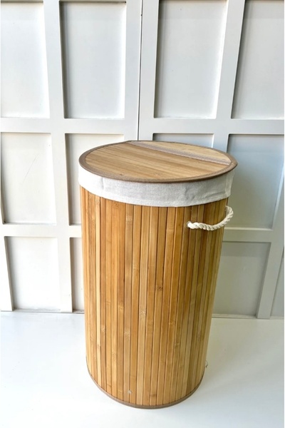 Pembelia Life Bambu Yuvarlak Kirli Çamaşır Sepeti Çok Amaçlı Düzenleme Oyunca...