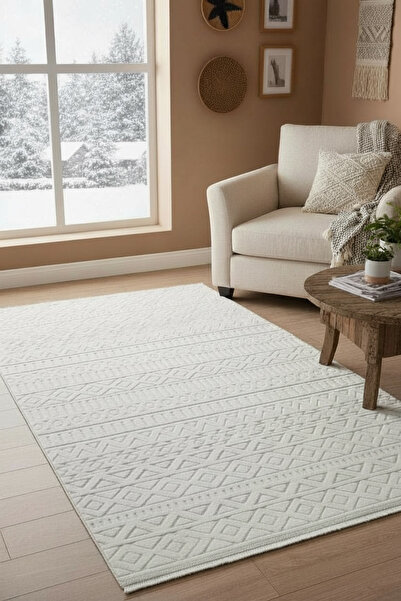Santiva Home Krem Sisal Bukle Dokuma Makine Halısı Saçaklı Oturma Salon Mutfa...