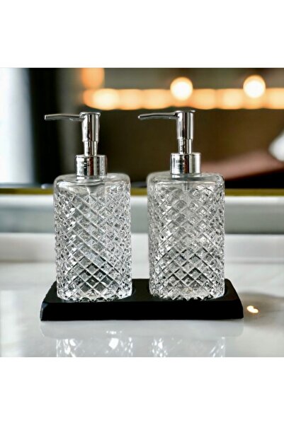 Kitchen Pembelia Siyah Standlı 2’li Cam 500 ml Gri Başlıklı Sıvı Sabun Bulaşı...