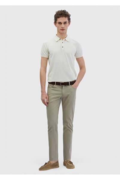 Ramsey Mink Plain Woven Slim Fit Casual Cotton Blended Trousers