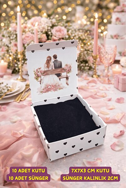 Emtory Home Takı Kutusu | 10 Adet Süngerli Kutu - Küpe Anahtarlık Bujiteri Ku...