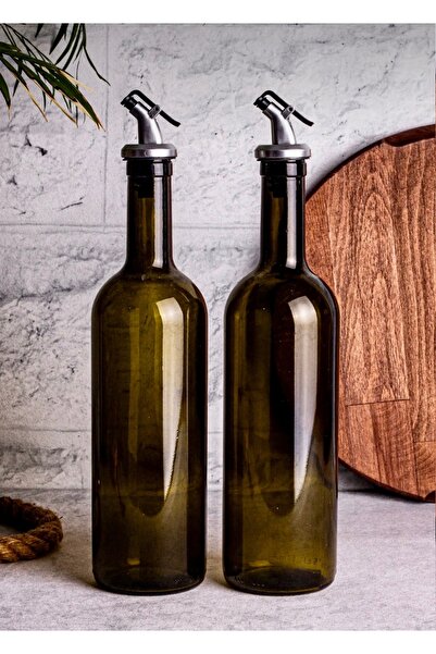 Kitchen Pembelia Amber 2’li 750 ml Zeytinyağı Sıvıyağ Şişesi Yağdanlık Seti T...