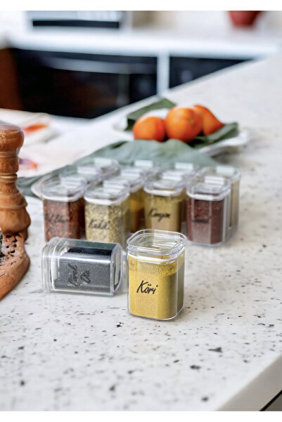 Kitchen Pembelia Labeled 12-Piece 200 Ml Acrylic Spice Jar Set Storage Contai...
