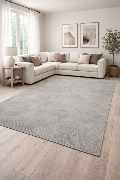 Merinos Leaf Joy Kaymaz Taban Rölyef Gri Halı