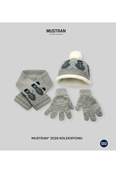 Mustran Σετ 3 τεμαχίων παιδικό μπερέ, γάντια και κασκόλ με επένδυση από γούνα...