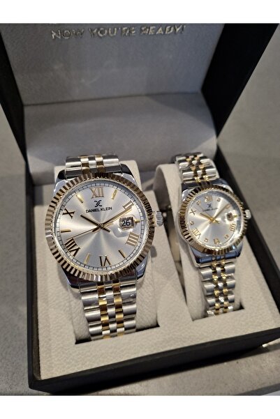 Daniel Klein سوار من الفولاذ الأصفر - مجموعة ساعات يد العشاق مكونة من قطعتين