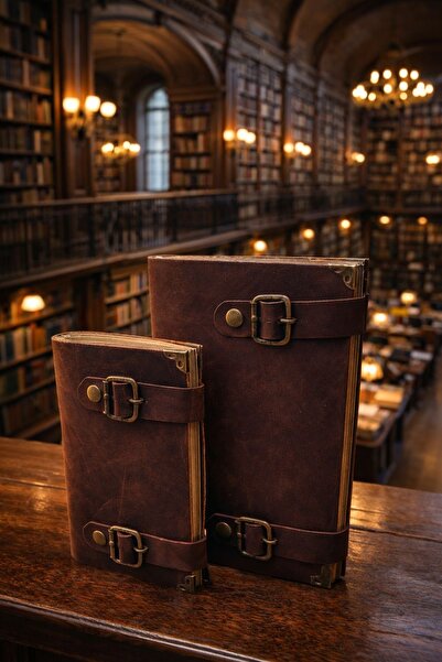 LAYDA مجموعة من دفتر ملاحظات مصنوع من الجلد الطبيعي بنسبة 100%، باللون الأحمر...