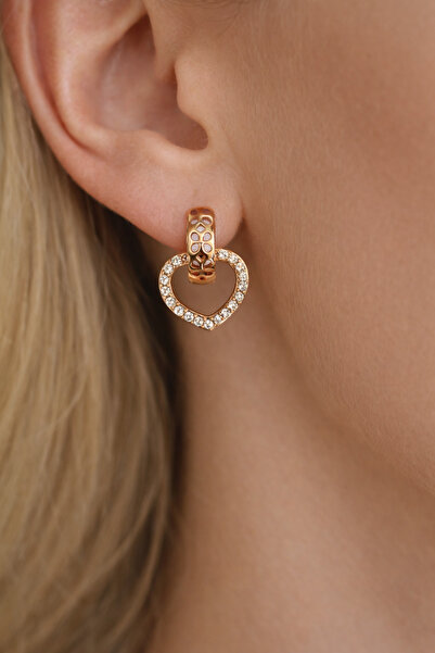 HERCY Xuping Model Rose Gold Kaplama Kalp Küpe | Kalpli Kadın Küpe