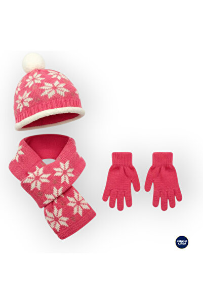 Mustran Set de 3: căciulă tricotată, fular și mănuși pentru copii cu polar, m...