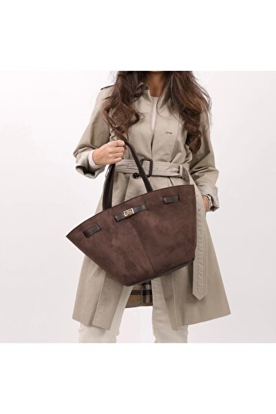 selma demir Brown Women's Vintage Suede Shoulder Bag