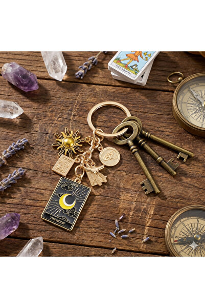 Hilosh Breloc și accesoriu pentru geantă de culoare aurie cu carte de tarot S...