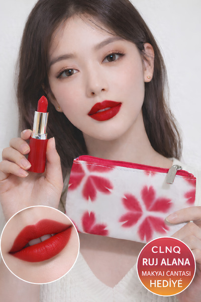 HAPPY CLİNİQUE Lipstick Alana Makeup Bag Gift 🎁 |   Vibrant Red Lipstick