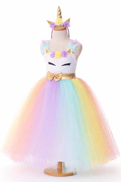 Peonia Kids Taçlı Tarlatanlı My Little Pony Unicorn Kostümü - Kız Çocuk Unico...