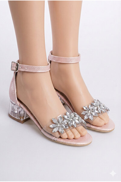 KATEYLER أحذية فستان سهرة للفتيات باللون الوردي الشفاف