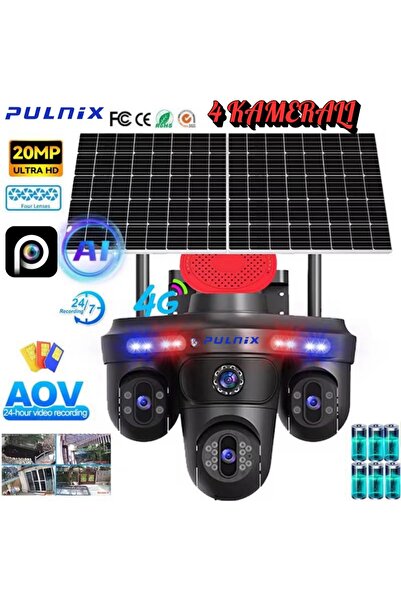 Pulnix 4 KAMERALI SOLAR KAMERA 4G SOLAR KAMERA AOV TEKNOLOJİSİ 7/24 SÜREKLİ K...