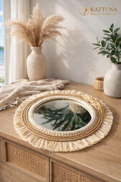 kattuna Wall Decoration Art Makrome Ayna Duvar Dekorasyon Ürünü