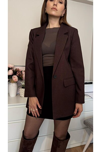 VATKA STUDİO Dokulu Tek Düğme Blazer Ceket