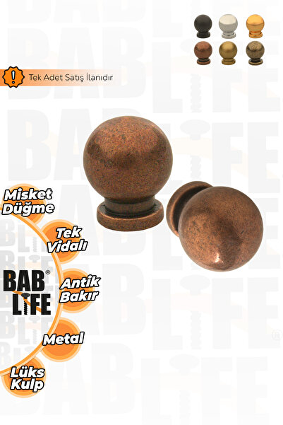 bablife Küçük Misket Düğme Antik Bakır 25mm Çapında Çekmece Dolap Mobilya Kul...