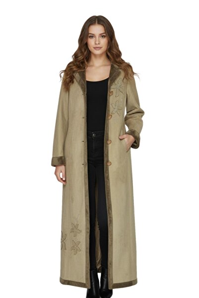 Akra Uzun Çiçek Nakışlı Pardesü Bgl-st00925 BGL-ST00925