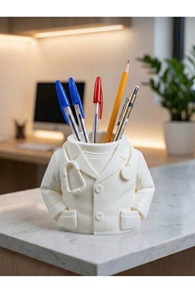 Karerca حامل أقلام بتصميم طبيب، حامل أقلام مزخرف لسطح المكتب بزي طبيب