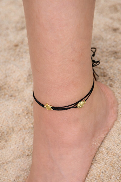 Femenino Siyah İpli Gold Figürlü Ayarlanabilir Üçlü Halhal