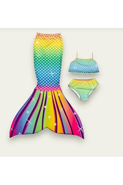 dilaydamla kids Kız Çocuk Deniz Kızı Mayo Kostüm Mavi