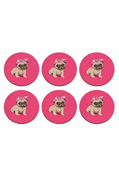 NOSTA Pug 6-Piece Coasters (9X9 cm) (Protection Boxed)
