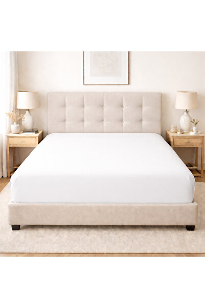 LilaMOON Λευκό χρώμα Βαμβακερό χτενισμένο ύφασμα Μονό/διπλό Εφαρμοσμένο σεντόνι